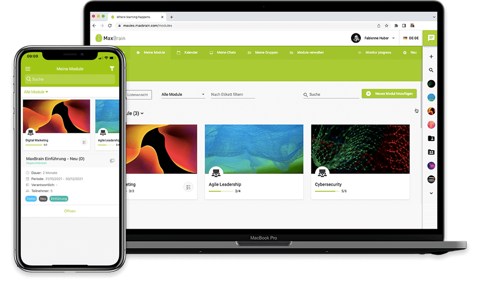 MaxBrain Learning Platform - Desktop and Mobile
