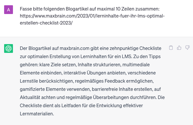 ChatGPT Prompt: Zusammenfassung eines Artikels.