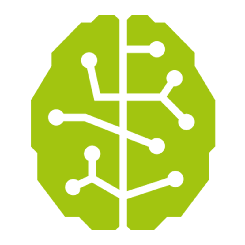 A green MaxBrain icon featuring white circuits and nodes, symbolizing the connection between technology and artificial intelligence.